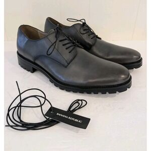 Banana Republic Mens Leather Oxford Dress Shoes Charcoal Gray Lace Up Size 11M
